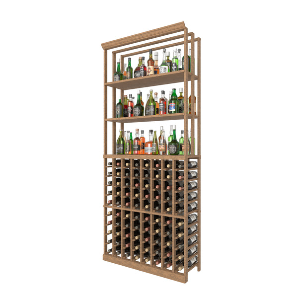 8 Column Individual Bottle Wood Rack with Liquor Display Shelves