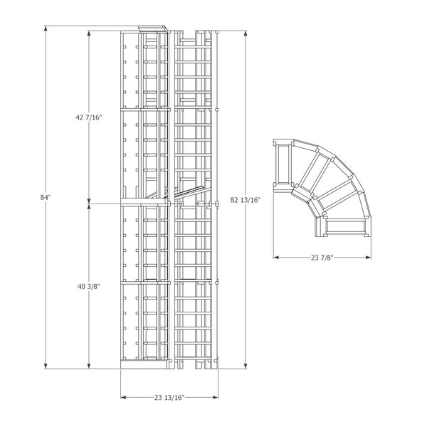 04 Column Curved Corner Rack with Display Row - 750ml Bottles