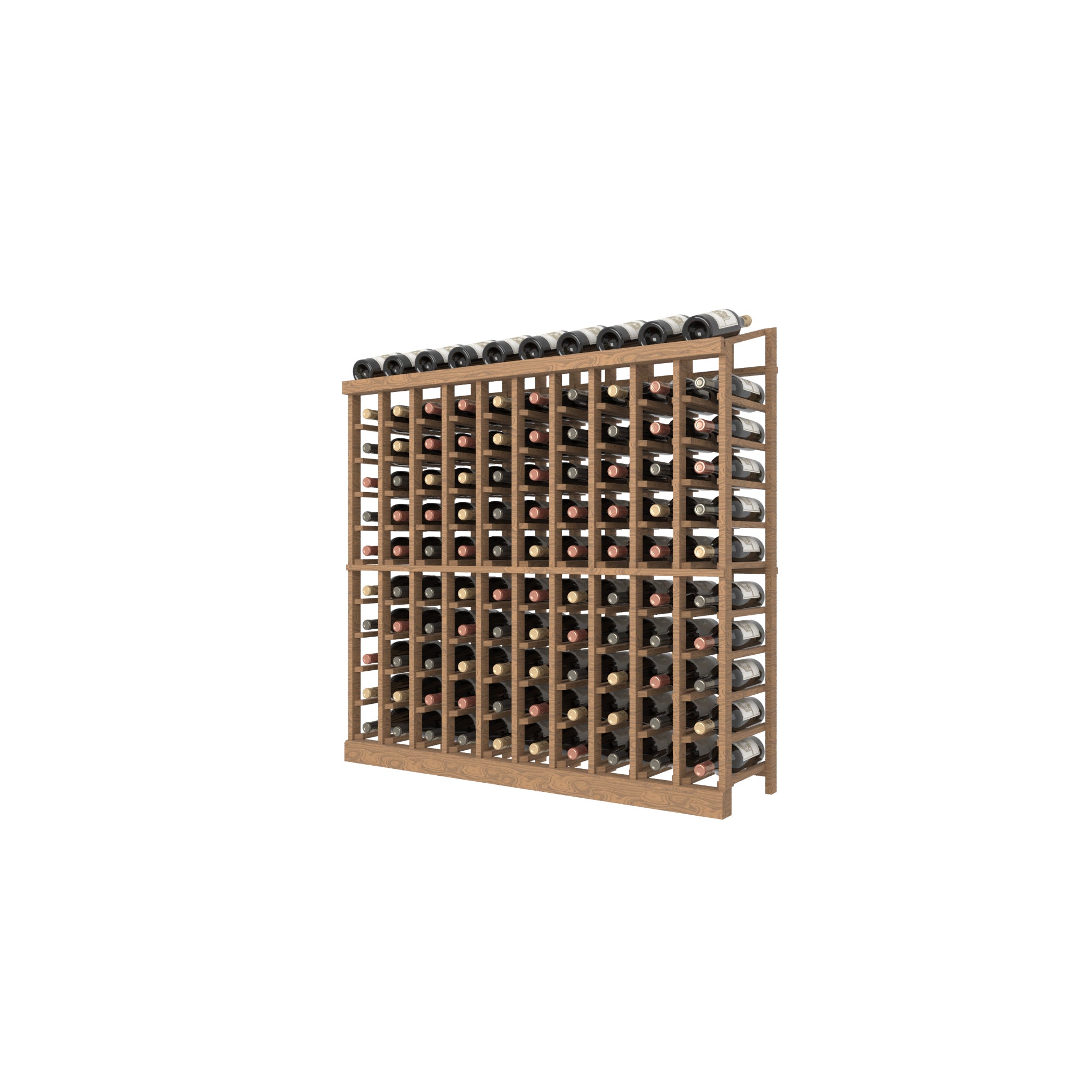 Individual bottle wood Wine Rack with a display row, 10 Column 11 rows